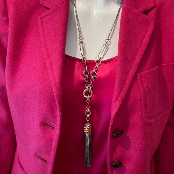 Talbot's 100% Silk Fuchsia Pink Tank Top L Size 12 - Picture 3 of 9